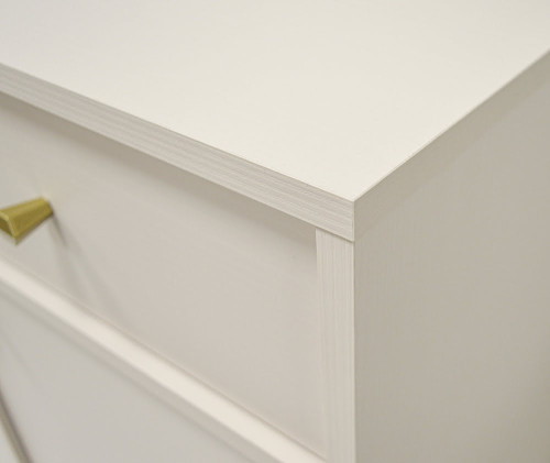 Duża komoda z szufladami TOKYO 124,5 cm, do salonu, beż piaskowy, stelaż | Komody z drzwiami Desire Furniture