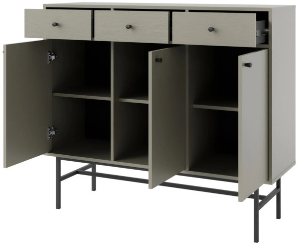 duża komoda z szufladami TOKYO 124,5 cm eukaliptus stelaż