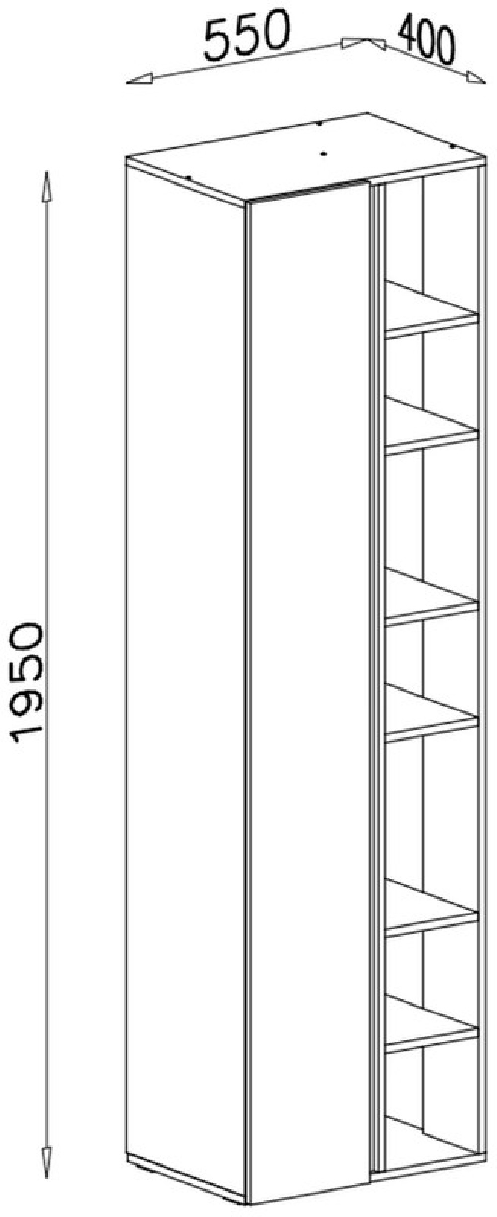 Wysoki regał LUCA 55 cm eukaliptus