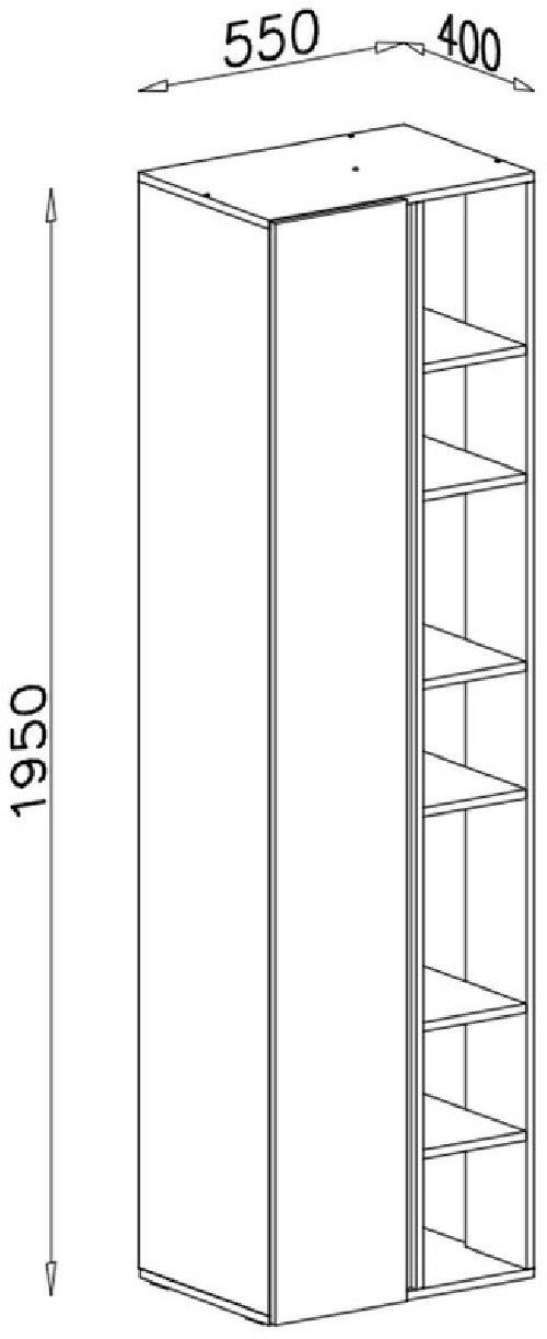 Wysoki regał LUCA 55 cm eukaliptus