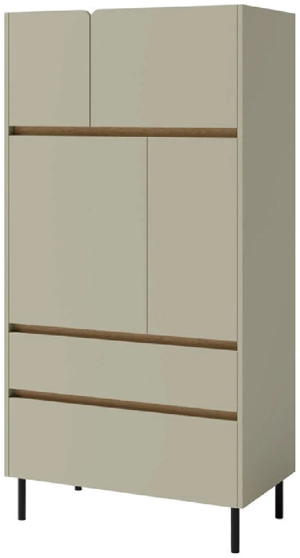 Nowoczesny zamknięty regał z szufladami i drzwiami 80 cm do salonu LUCA - eukaliptus