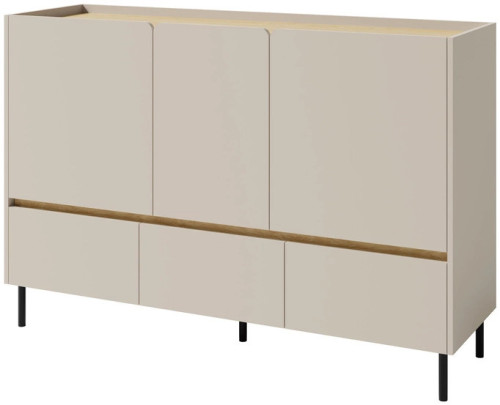 Pojemna trzydrzwiowa komoda LUCA 150 cm beż piaskowy