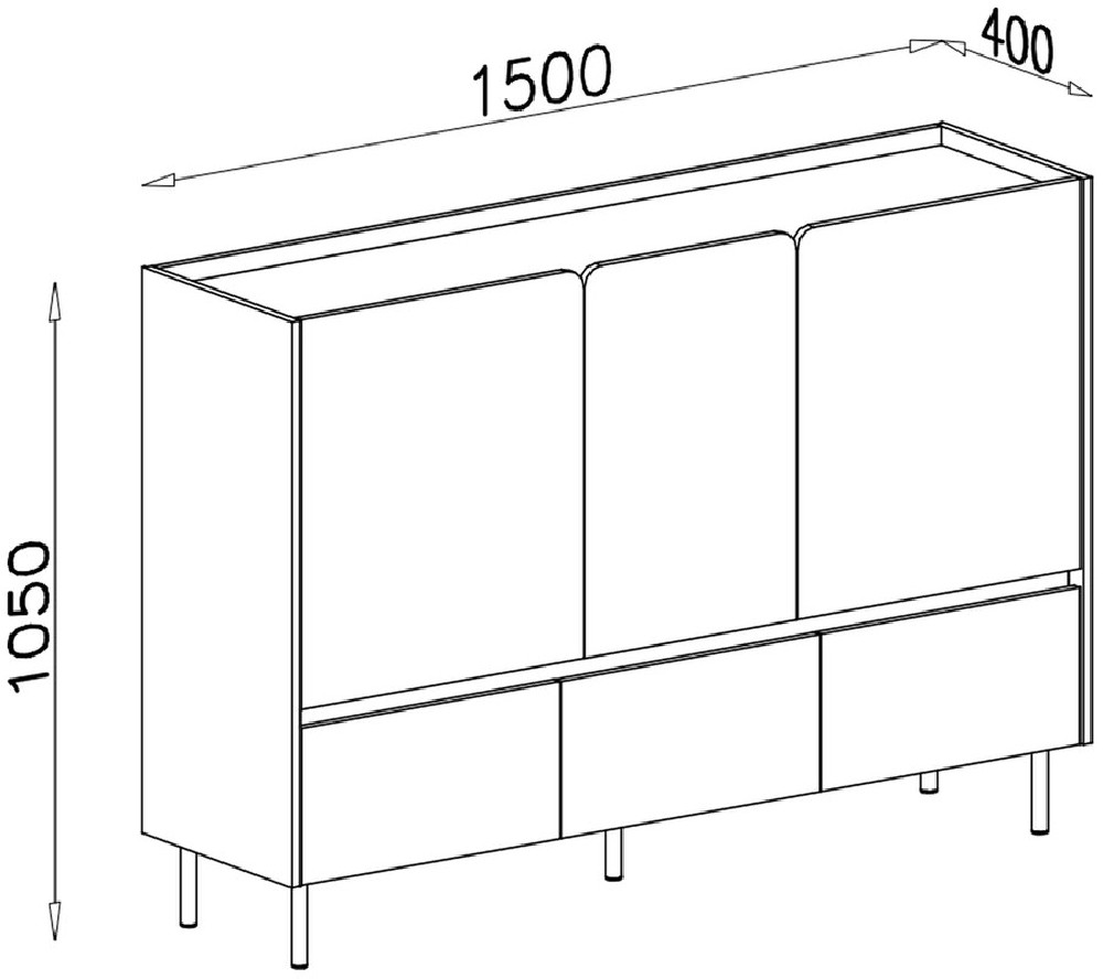 Komoda trzydrzwiowa LUCA 150 cm eukaliptus