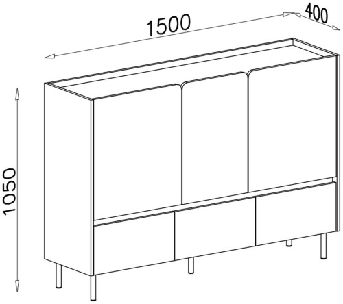 Komoda trzydrzwiowa LUCA 150 cm eukaliptus