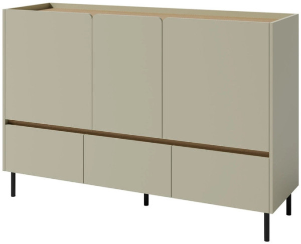 Pojemna trzydrzwiowa komoda do salonu i sypialni 150 cm z szufladami LUCA - eukaliptus