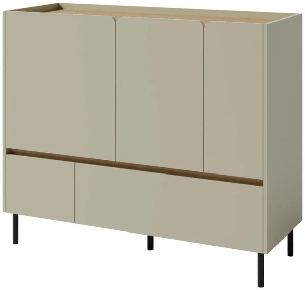 Komoda z szufladami i drzwiami do salonu 120 cm LUCA – nowoczesna, mat, eukaliptus