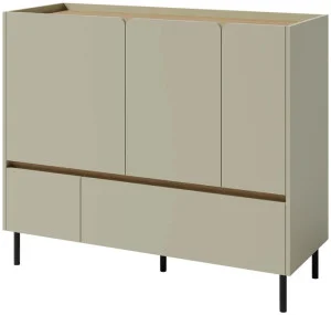 Komoda z szufladami i drzwiami do salonu 120 cm LUCA – nowoczesna, mat, eukaliptus