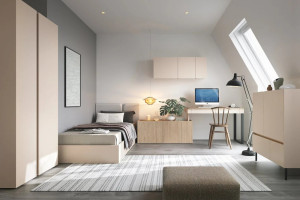 Szafka wisząca do salonu i przedpokoju 120 cm LUCA – nowoczesna, matowa, beż piaskowy | Szafki wiszące Desire Furniture