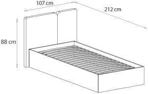 Łóżko młodzieżowe 90x200 cm z pojemnikiem na pościel i zagłówkiem LUCA - beż piaskowy | Łóżka z pojemnikiem na pościel Desire Furniture