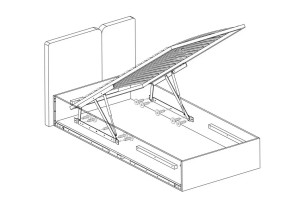 Łóżko młodzieżowe 90x200 cm z pojemnikiem na pościel i zagłówkiem LUCA - eukaliptus | Łóżka z pojemnikiem na pościel Desire Furniture