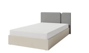 Łóżko młodzieżowe 120x200 z pojemnikiem na pościel LUCA – nowoczesne, beż piaskowy