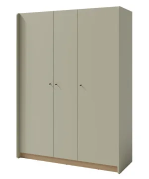 Szafa uchylna 3 drzwiowa 145 cm z półkami i drążkiem – matowe fronty, eukaliptus