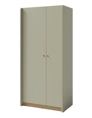 Szafa dwudrzwiowa 90 cm ALESSIO z półkami i drążkiem – matowe fronty, eukaliptus