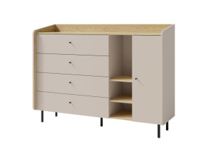 Pojemna komoda z szufladami na nóżkach do salonu 155 cm ALESSIO, beż piaskowy