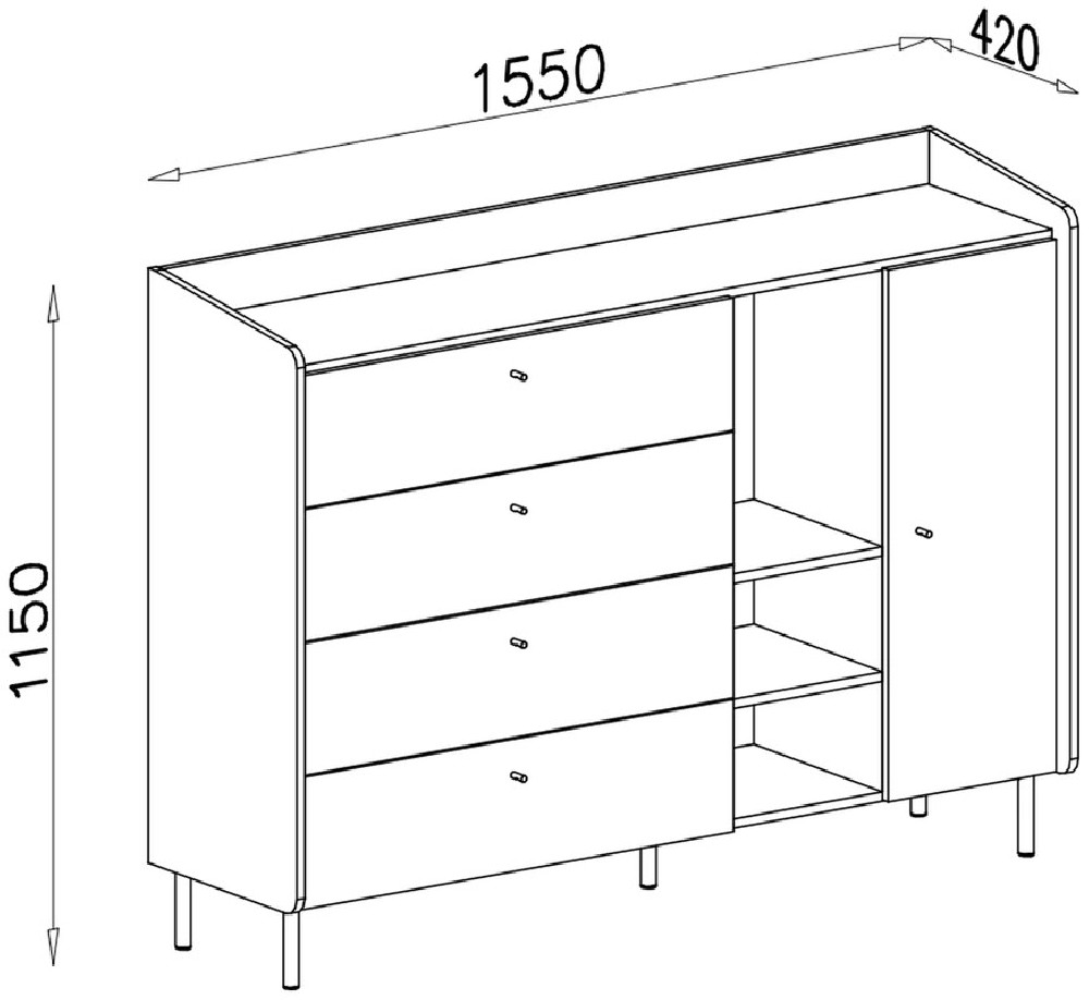 szeroka komoda do przechowywania Alessio