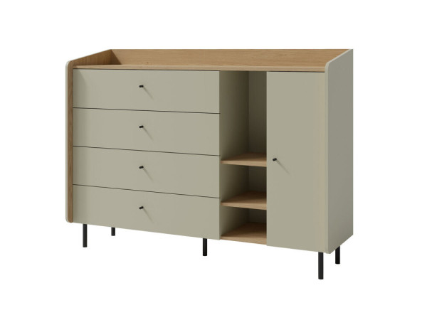 Pojemna komoda z szufladami na nóżkach do salonu 155 cm ALESSIO, eukaliptus