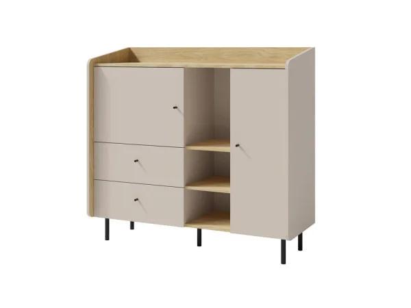 Nowoczesna komoda z szufladami do salonu i przedpokoju ALESSIO 125 cm, beż piaskowy