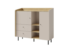 Nowoczesna komoda z szufladami do salonu i przedpokoju ALESSIO 125 cm, beż piaskowy