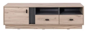 Szafka RTV do salonu ALLMO 155 cm z szufladami, matowe wykończenie, dąb estana
