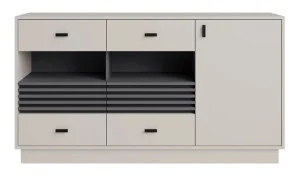 Pojemna komoda z szufladami ALLMO 155 cm, nowoczesna, matowe wykończenie, kaszmir