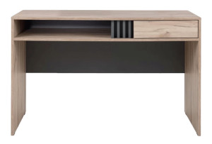 Nowoczesne biurko z szufladą i półką ALLMO 120 cm, matowe wykończenie, dąb estana