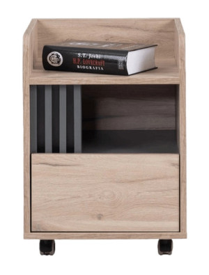 Kontenerek biurowy z szufladą i półką ALLMO 40 cm, matowe wykończenie, dąb estana