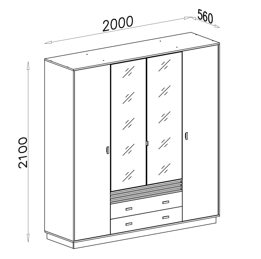 meble do sypialni Czterodrzwiowa szafa