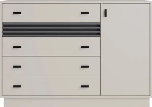 Komoda z szufladami ALLMO 135 cm – poziome lamele, mat, kaszmir