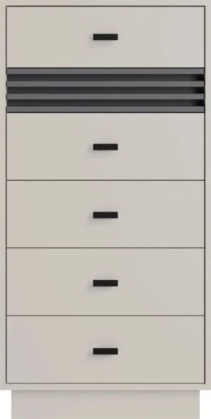 Wąska komoda z szufladami ALLMO 60 cm – lamele, matowe wykończenie, kaszmir