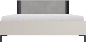 Dwuosobowe łóżko tapicerowane 160×200 ALLMO – z pojemnikiem, zagłówkiem, kaszmir