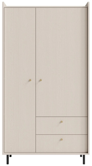 Pojemna szafa GRANDE 103.5 cm, dwudrzwiowa, 2 szuflady, beż piaskowy