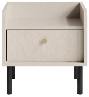 Nowoczesna szafka nocna z szufladą GRANDE 40 cm, beż piaskowy