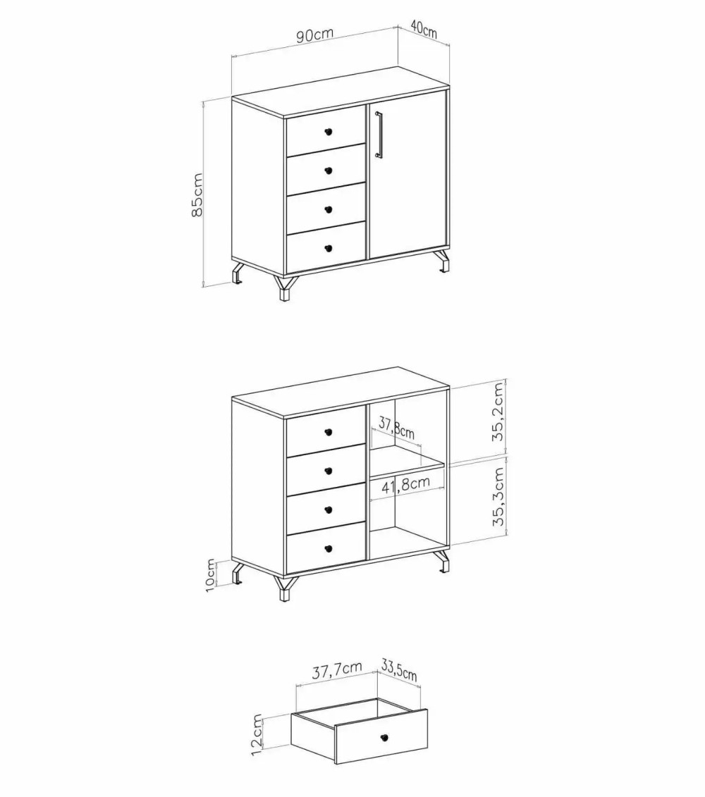 nowoczesna komoda 90 cm Bergen