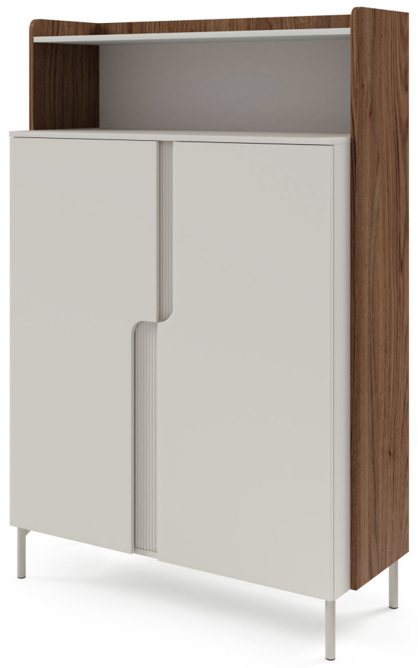 Komoda z półkami i otwartą wnęką na nóżkach 103 cm POSITANO - orzech alba/kaszmir