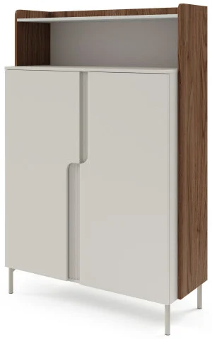 Komoda z półkami i otwartą wnęką na nóżkach 103 cm POSITANO - orzech alba/kaszmir