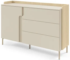 Nowoczesna komoda na nóżkach z szufladami 144 cm POSITANO - dąb maviele/macadamia