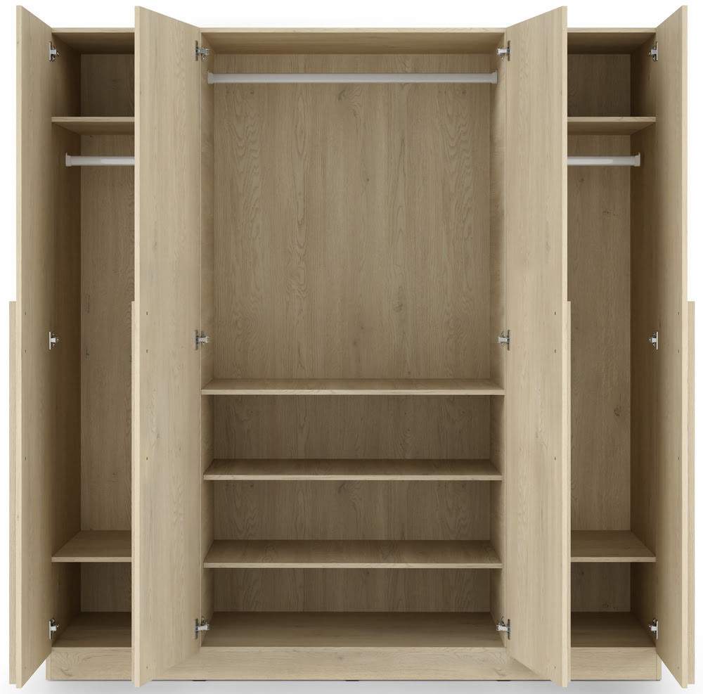 Pojemna czterodrzwiowa szafa do sypialni 200 cm BRAGA - dąb cremona | Szafy czterodrzwiowe Desire Furniture