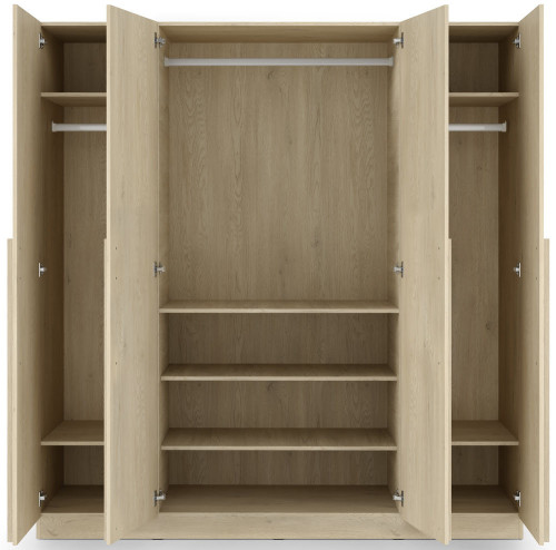 Pojemna czterodrzwiowa szafa do sypialni 200 cm BRAGA - dąb cremona | Szafy czterodrzwiowe Desire Furniture