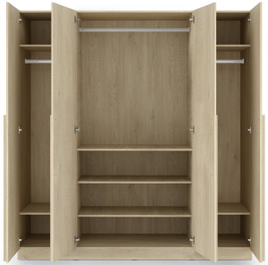 Pojemna czterodrzwiowa szafa do sypialni 200 cm BRAGA - dąb cremona | Szafy czterodrzwiowe Desire Furniture