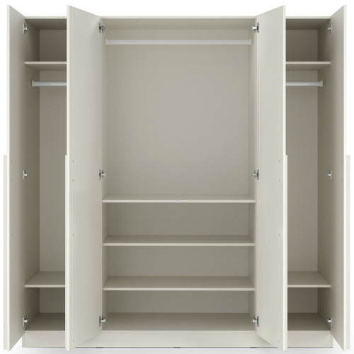 Pojemna czterodrzwiowa szafa do sypialni 200 cm BRAGA - kaszmir | Szafy czterodrzwiowe Desire Furniture