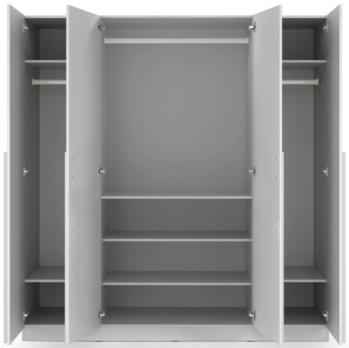 Pojemna czterodrzwiowa szafa do sypialni 200 cm BRAGA - szary platynowy | Szafy czterodrzwiowe Desire Furniture