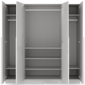 Pojemna czterodrzwiowa szafa do sypialni 200 cm BRAGA - szary platynowy | Szafy czterodrzwiowe Desire Furniture
