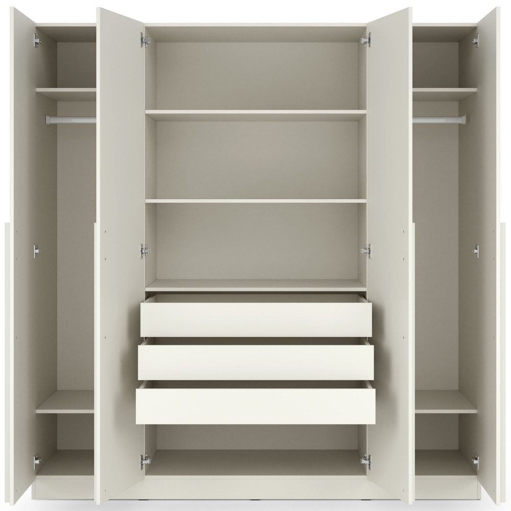 Nowoczesna czterodrzwiowa szafa z szufladami 200 cm BRAGA - kaszmir | Szafy czterodrzwiowe Desire Furniture
