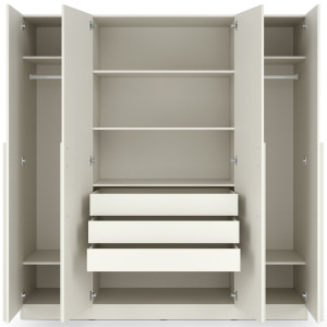 Nowoczesna czterodrzwiowa szafa z szufladami 200 cm BRAGA - kaszmir | Szafy czterodrzwiowe Desire Furniture