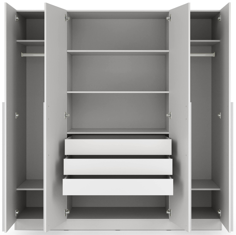 Nowoczesna czterodrzwiowa szafa z szufladami 200 cm BRAGA - szary platynowy | Szafy czterodrzwiowe Desire Furniture