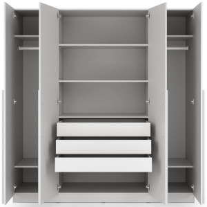 Nowoczesna czterodrzwiowa szafa z szufladami 200 cm BRAGA - szary platynowy | Szafy czterodrzwiowe Desire Furniture