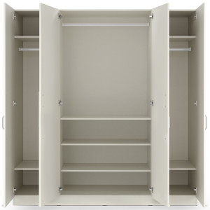 Pojemna czterodrzwiowa szafa z metalowymi uchwytami 200 cm BRAGA - kaszmir | Szafy czterodrzwiowe Desire Furniture