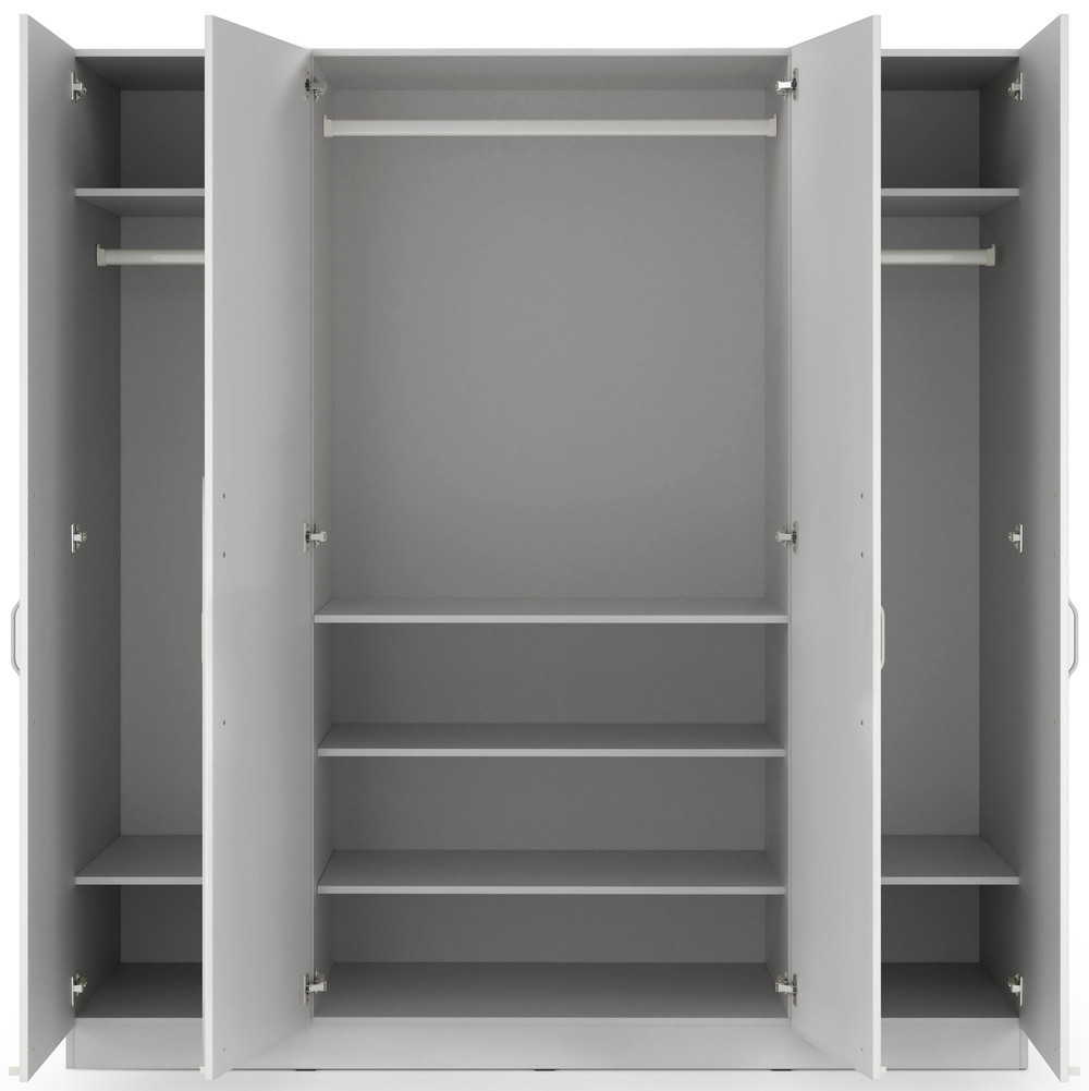 Pojemna czterodrzwiowa szafa z metalowymi uchwytami 200 cm BRAGA - szary platynowy | Szafy czterodrzwiowe Desire Furniture