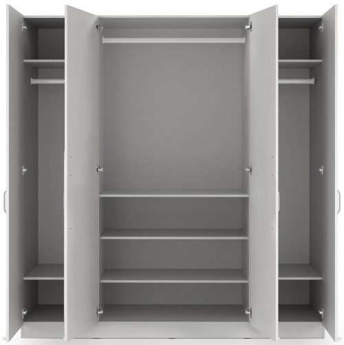 Pojemna czterodrzwiowa szafa z metalowymi uchwytami 200 cm BRAGA - szary platynowy | Szafy czterodrzwiowe Desire Furniture