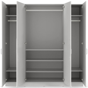 Pojemna czterodrzwiowa szafa z metalowymi uchwytami 200 cm BRAGA - szary platynowy | Szafy czterodrzwiowe Desire Furniture